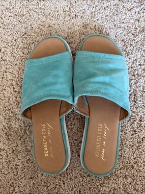 Kenneth Cole Teal Suede Slide Mules